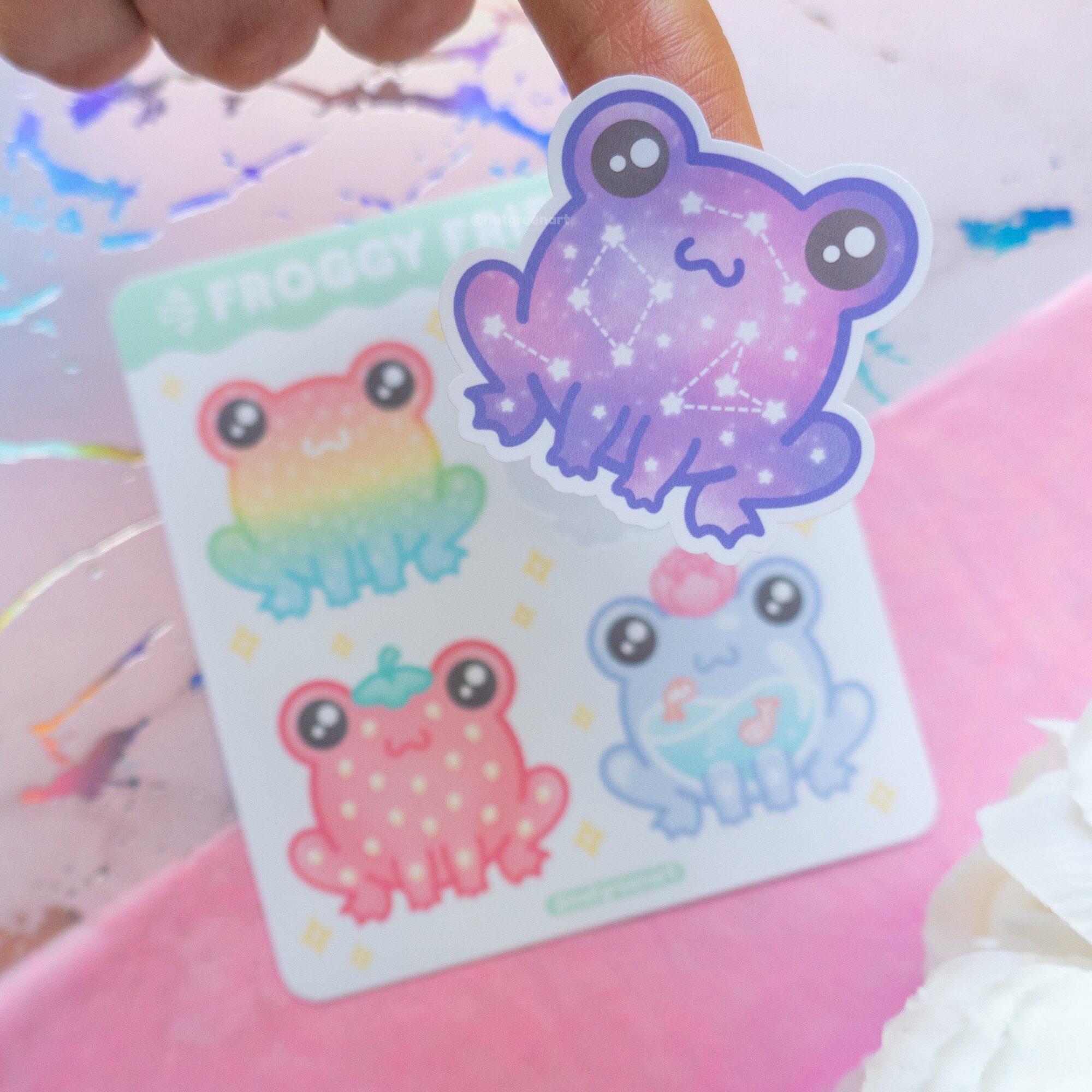 Frog Sticker Sheet | Mini Vinyl Stickers, Cute Frog Decor, Strawberry ...