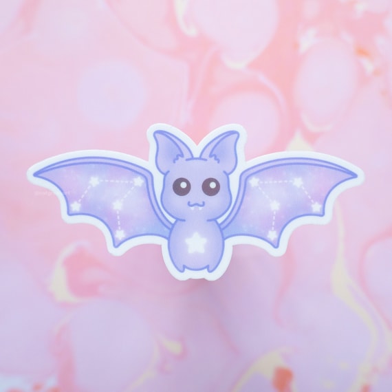 Cute Bat Sticker | Pastel Goth Decor, Witch Gifts for Her, Galaxy Bat, Vampire Bat, Halloween Decals, Waterproof Decal, Glossy Vinyl Sticker