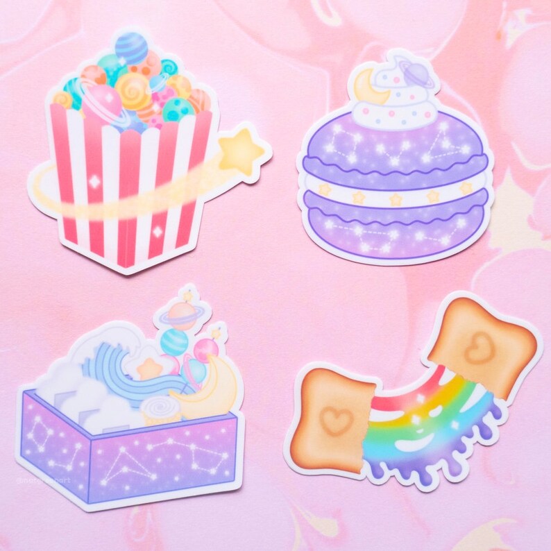 Macaron Sticker | Cute Food Stickers, Galaxy Decor, Space Aesthetic, Kawaii Dessert, Baker Gift, Waterproof Decal, Glossy Vinyl Sticker image 3