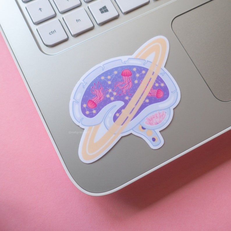 Jellyfish Galaxy Brain Sticker Mental Health Stickers, Organ Stickers, Glossy Vinyl Sticker, Anatomy Stickers, Kawaii Waterproof Stickers image 2