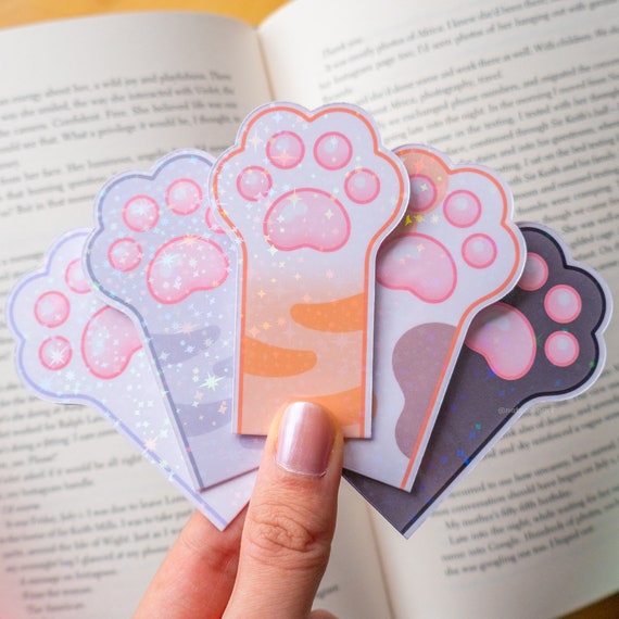 Cat Paw Magnetic Bookmark | Toe Beans, Book Accessories, Cat Lover Gifts, Kawaii Stationery, Bookworm Decor, Holographic Laminate