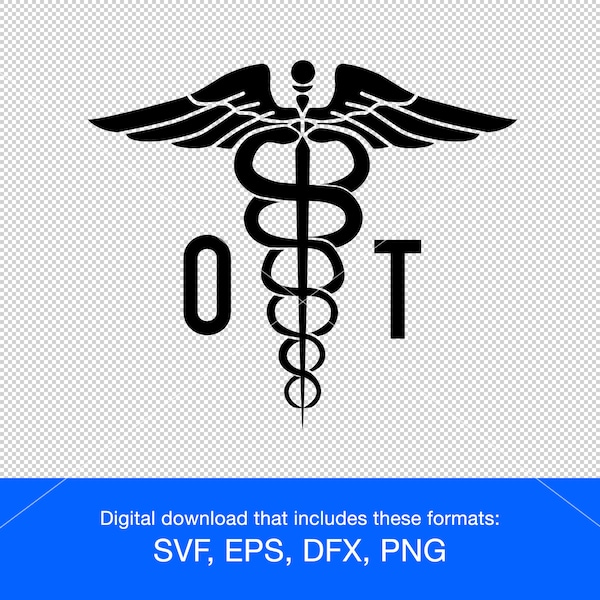 Medical symbol with letters OT for Occupational Therapist svg png eps dxf