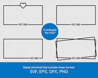 Blank rectangle Est. 2022 cut file svg