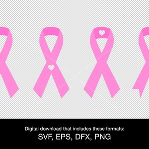 Breast cancer awareness ribbon svg - 4 versions - Pink ribbon svg