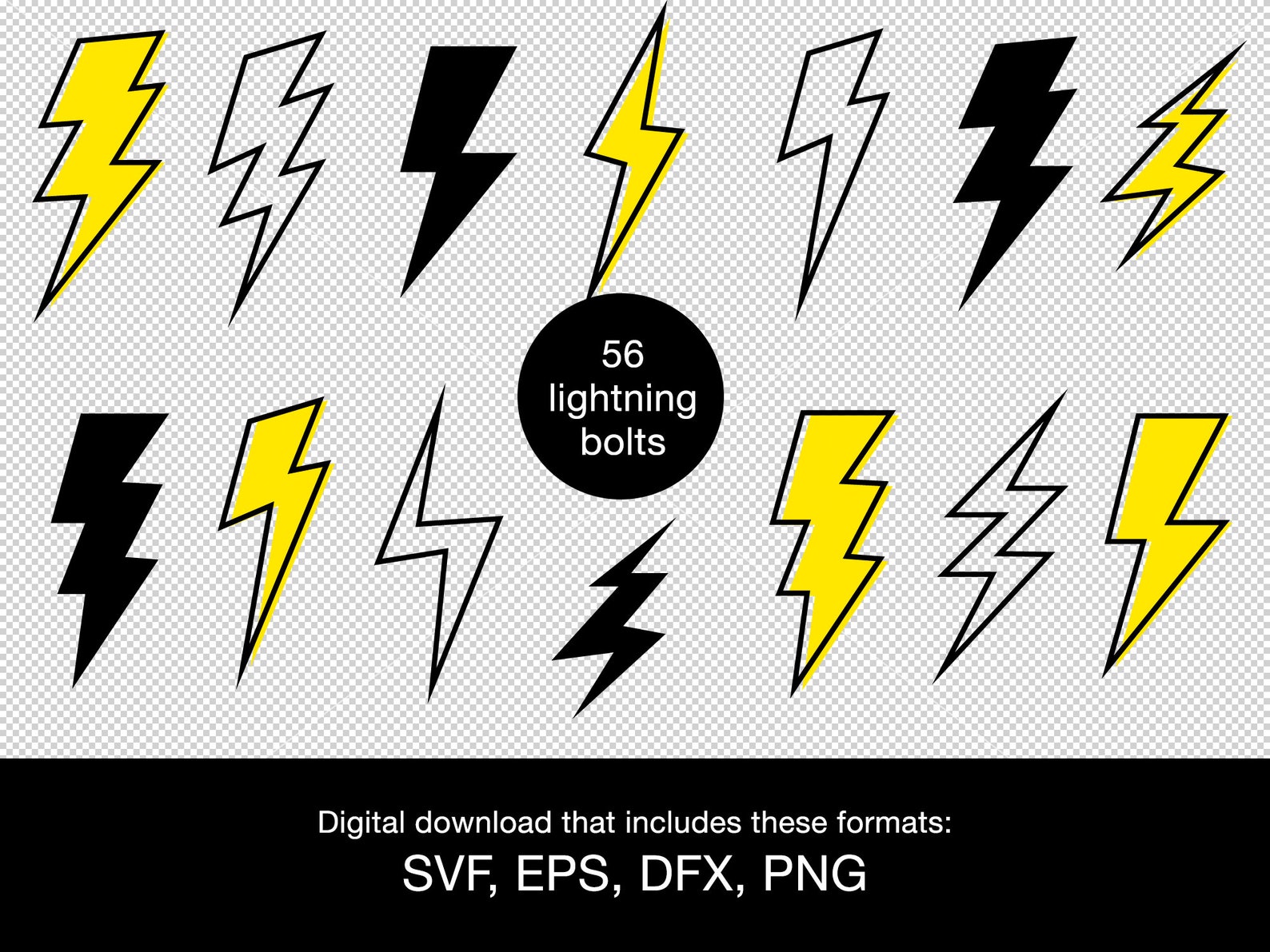 Éclair svg png eps dxf - lot d'éclairs - 56 éclairs - Etsy France