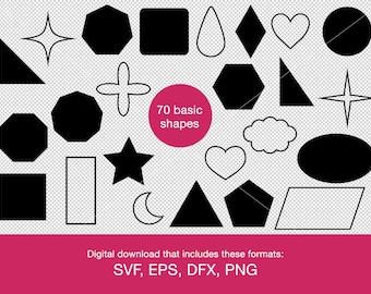 Basic Shapes svg png eps dxf - 70 shapes - Cricut download
