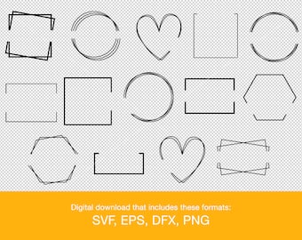 Split geometric frames svg png eps dxf - bundle with 14 frames