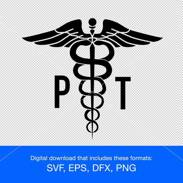 Medical symbol with letters PT for Physical Therapist svg png eps dxf