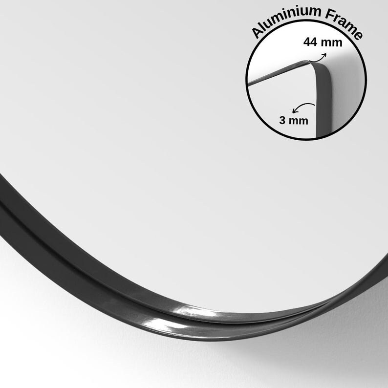 30 Inches Modern Wall Hanging Mirrors, Metal Aluminium Frame , Bathroom