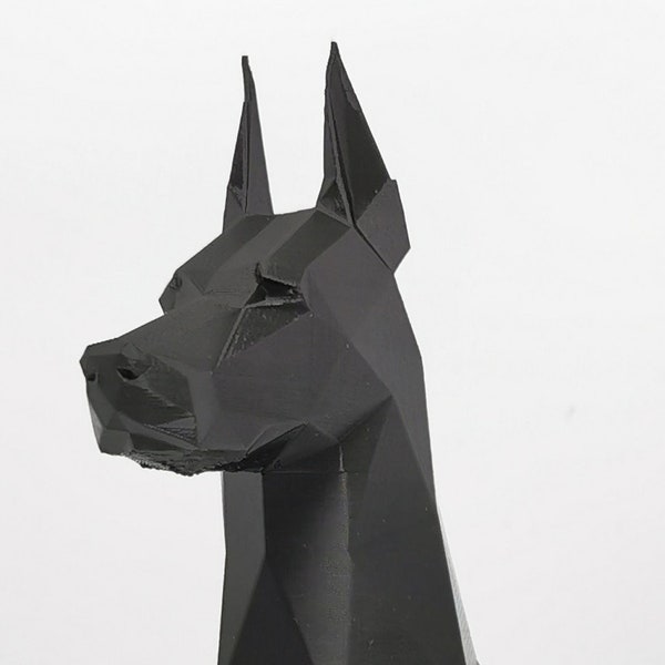 Dobermann Figur 3D Druck Polygon schwarz