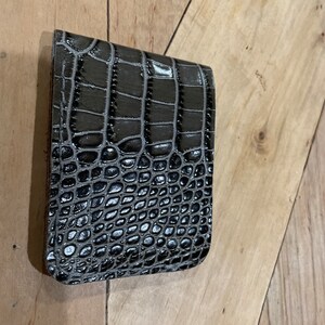 Cartera de piel cosida a mano- Gris Acero
