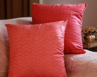 Silk cushion covers pair, Pink Cushion covers, handmade cushion cover, eco-friendly gift, throw pillow for indoor and outdoor, sofa, couch