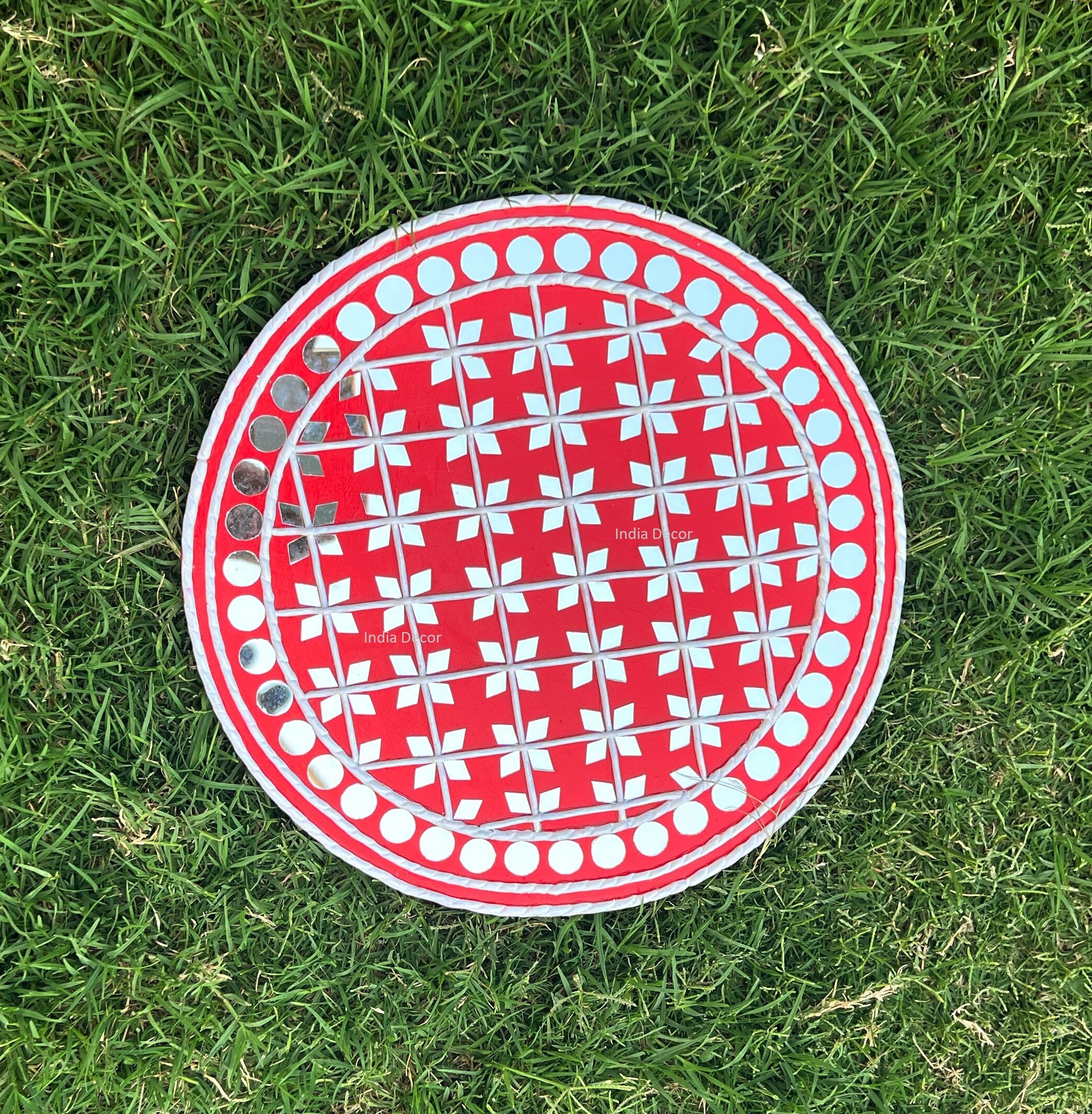 VINTAGE WALL PLATE, Mirror Wall Plate, Indian Mud and Mirror Work