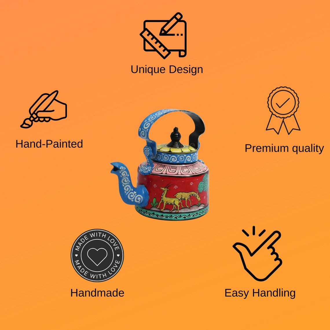INDIAN TEA KETTLE Handpainted Tea Kettle Pattachitra Tea Etsy