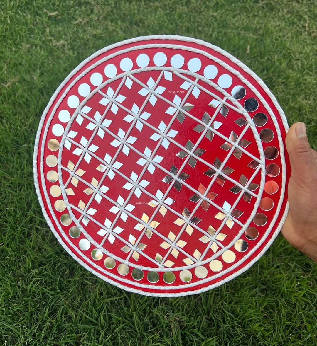 VINTAGE WALL PLATE, Mirror Wall Plate, Indian Mud and Mirror Work Ethnic Wall Hanging Plate