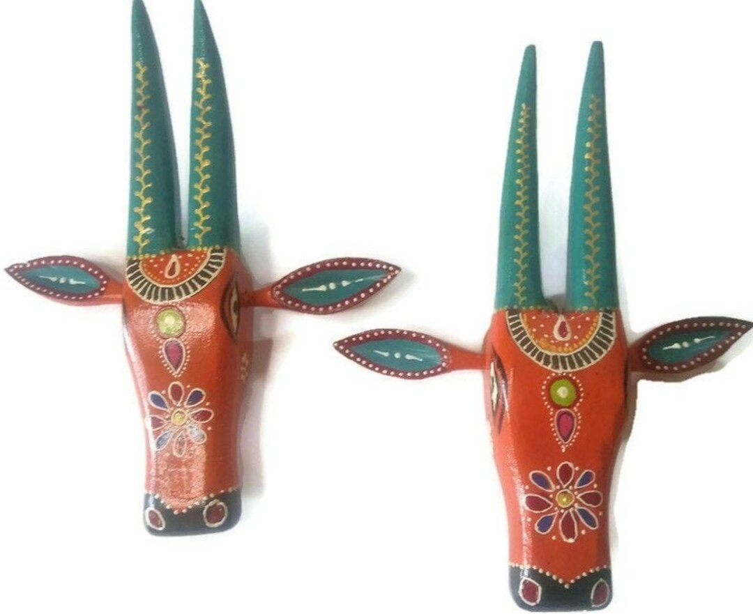 INDIAN COW HEAD Wooden Cow Head Handpainted Cow Head Mask Etsy