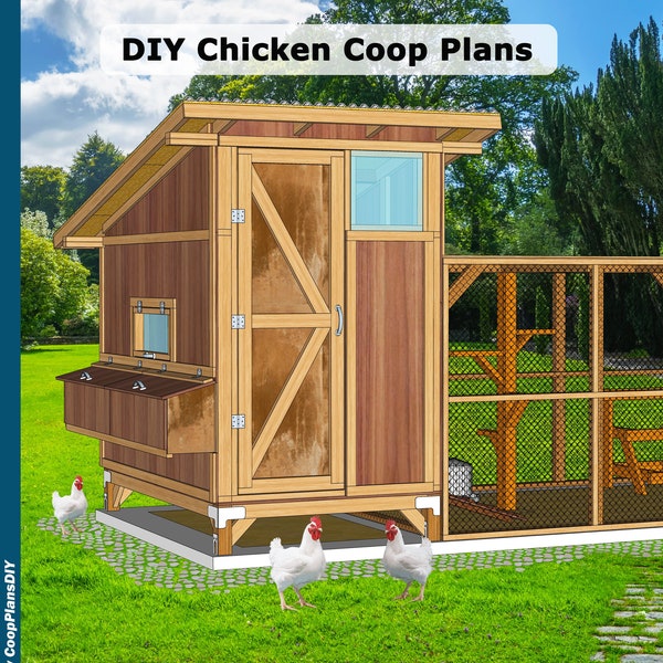 Chicken Coop & Run Build Plans, DIY Build Guide, PDF Book Instant Download, Easy to make with 2x4's!