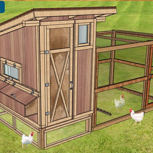 4x6 Chicken Coop & Run Plans Diy Build Guide Step by Step Etsy