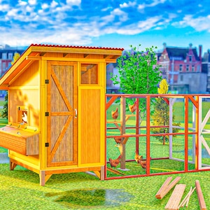 Planos de gallinero casero con corral adjunto (Descarga digital)