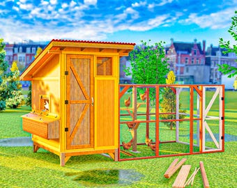 鶏小屋のDIY設計図（ラン付き）（デジタルダウンロード）