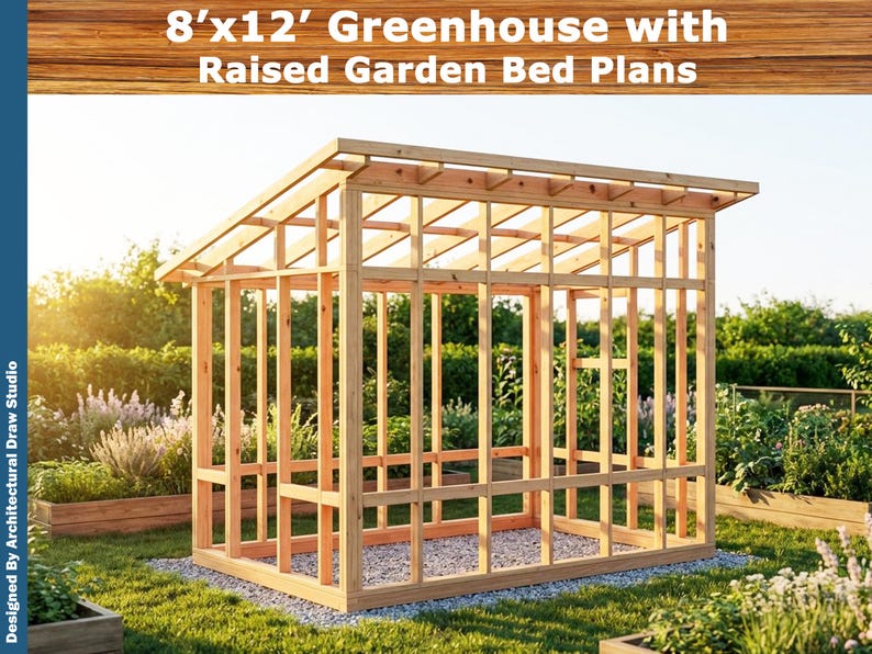 DIY Greenhouse Plans: 8x12 with Raised Garden Bed (PDF Download) image 5