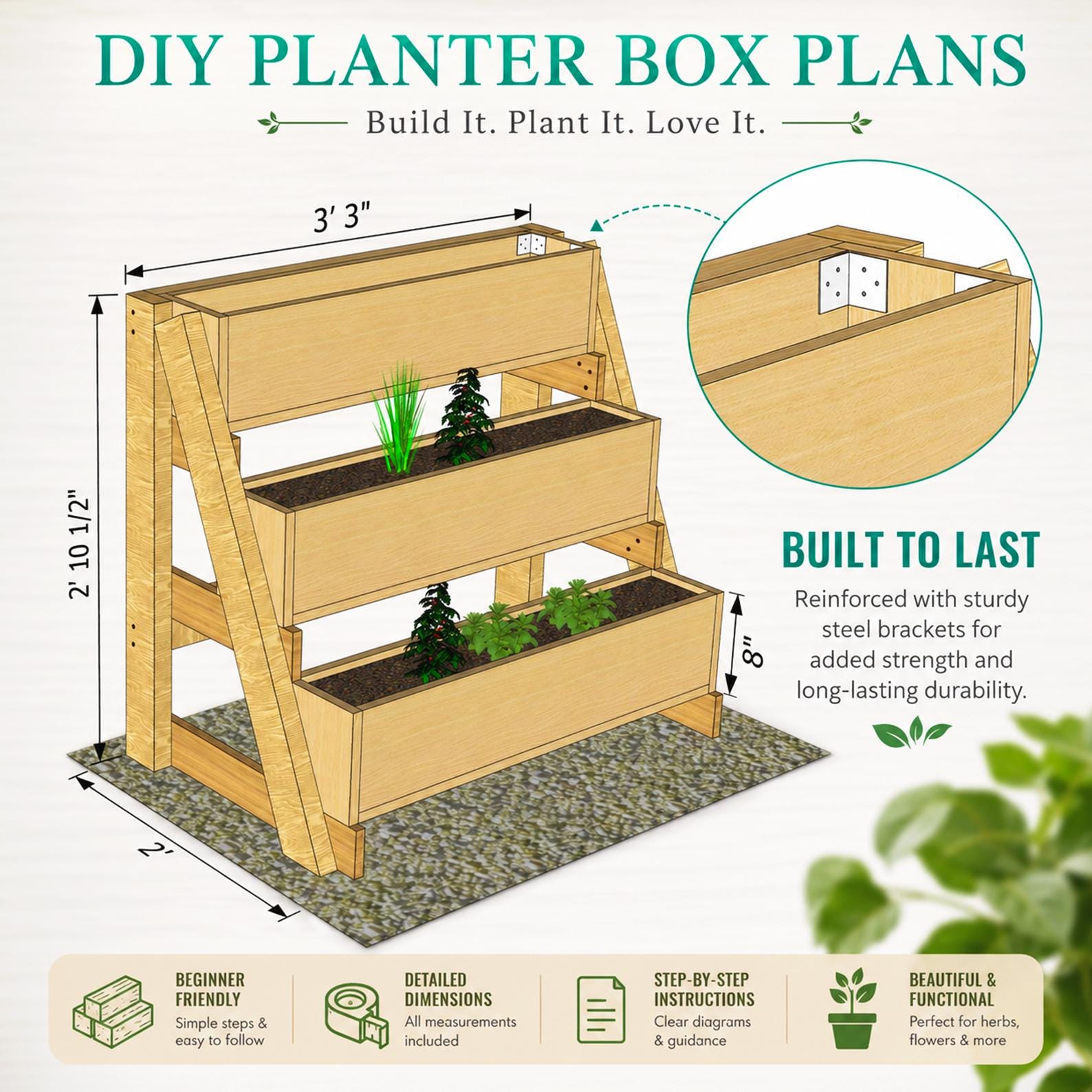 3-tier Planter Box Plans DIY | Vertical Garden Woodworking Projects ...