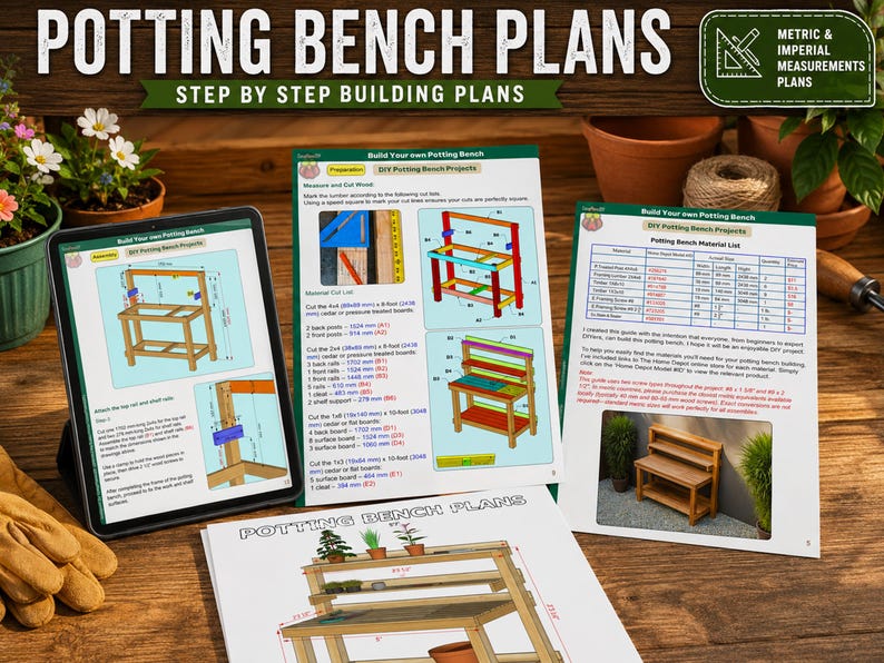 Plans de banc de rempotage bricolage : guide de construction de table de jardinière (téléchargement PDF) image 6