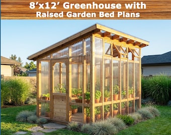 Planos para construir un invernadero: 8x12 con bancal elevado (Descarga en PDF)