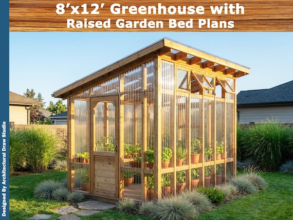 DIY Greenhouse Plans: 8x12 with Raised Garden Bed (PDF Download)