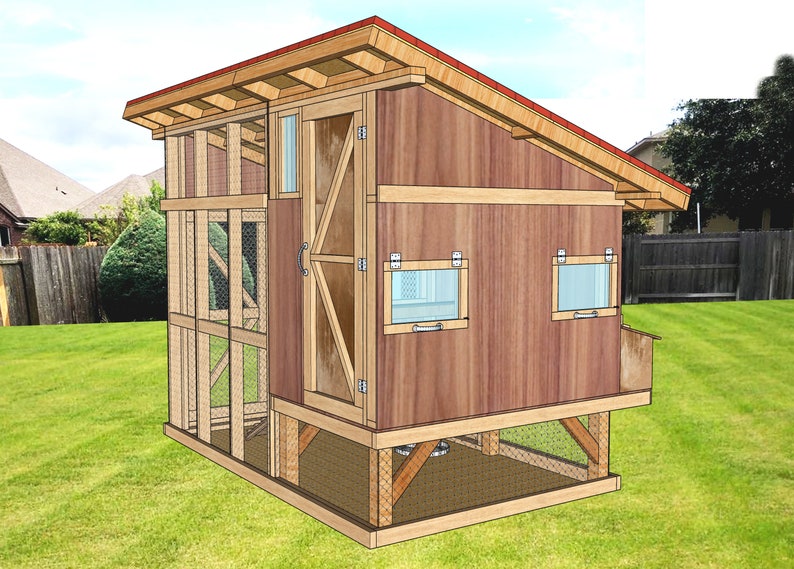 4x6 Chicken Coop & Run Plans Diy Build Guide Step by Step Etsy