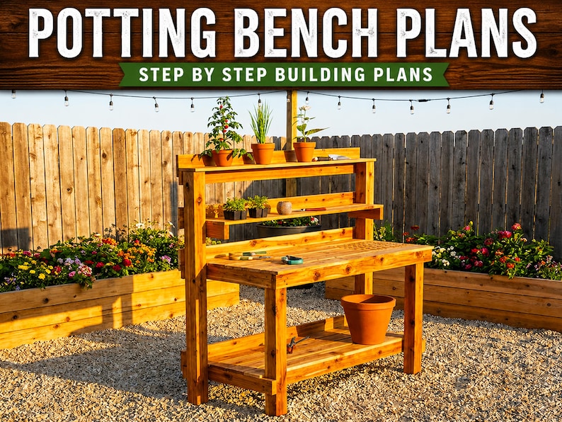 Plans de banc de rempotage bricolage : guide de construction de table de jardinière (téléchargement PDF) image 4