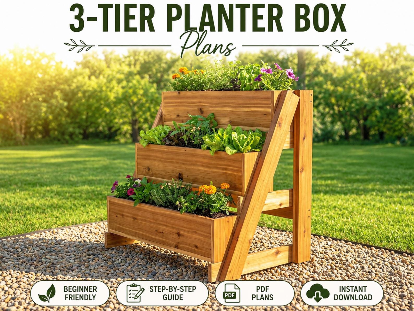 3-tier Planter Box Plans DIY | Vertical Garden Woodworking Projects ...