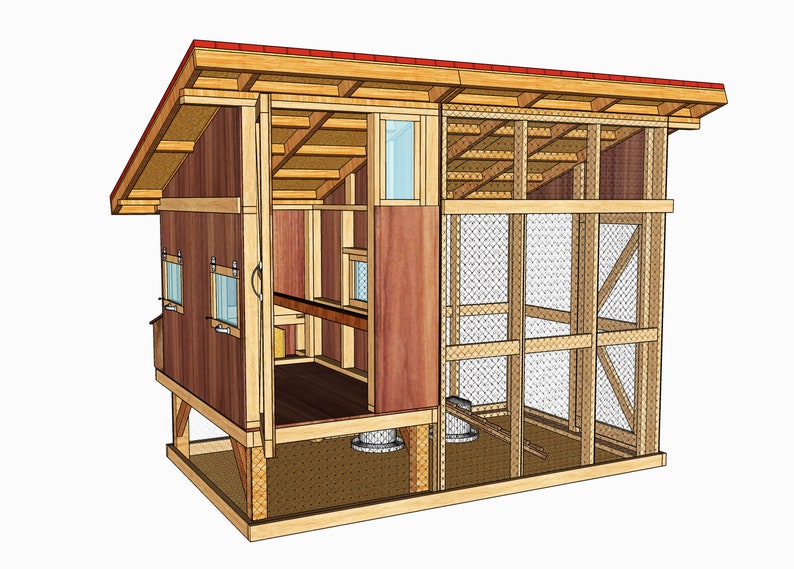 4x6 Chicken Coop & Run Plans Diy Build Guide Step by Step Etsy