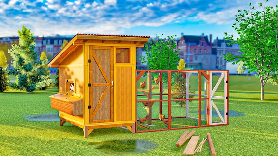 DIY Chicken Coop Plans with Run | Walk-In Hen House Design for 10–16 Chickens | Large Backyard Chicken Coop PDF, Chicken Coop Building Plans