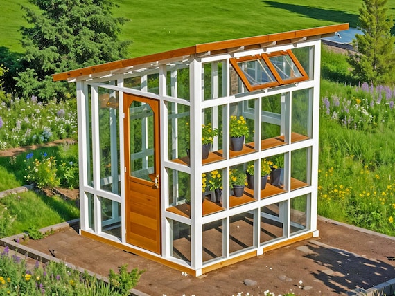 Garden Greenhouse Plans, Backyard Greenhouse Plans Diy Greenhouse With Shelves Plans, Easy Greenhouse Building Plans, Instant Download