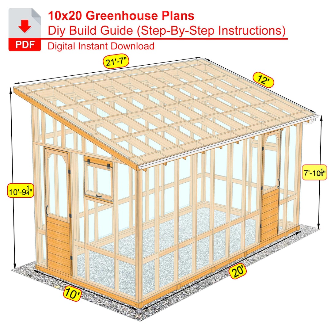 10x20 DIY Greenhouse Plans: Backyard Garden Project (PDF) - Etsy