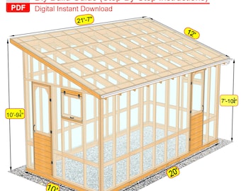 10x20 DIY Greenhouse Plans: Backyard Project | Large Walk-In Wood Garden Building Guide | Step-By-Step Instructions