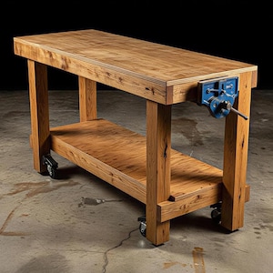 DIY Workbench Plans PDF Woodworking Project Bench with Storage | Home Workstation | Included are Both Metric and IMPERIAL Measurements