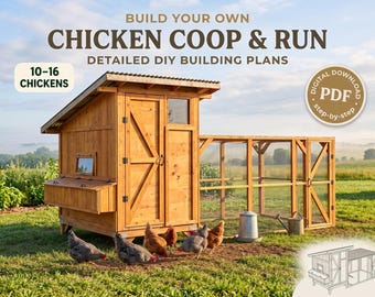 5x8 Chicken Coop with Run Plans: DIY Garden Shed Style | Walk-In Coop (10-16 Chickens)