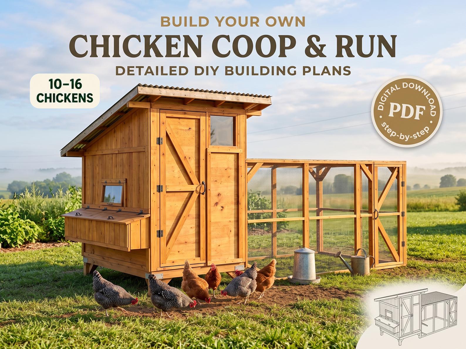 5x8 Chicken Coop with Run Plans: DIY Garden Shed Style | Walk-In