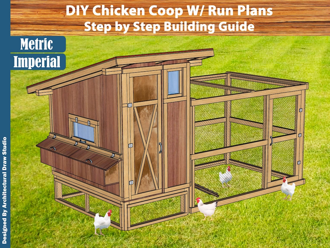 DIY Chicken Coop Plans With Run: Hen House Building Guide (PDF) - Etsy