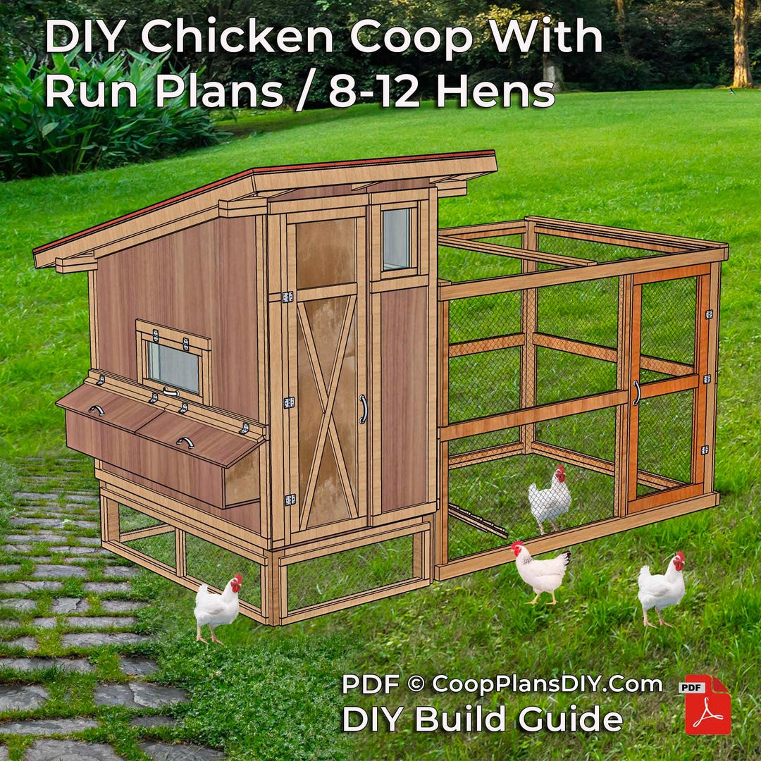 DIY Chicken Coop Plans With Run: Hen House Building Guide (PDF) - Etsy UK