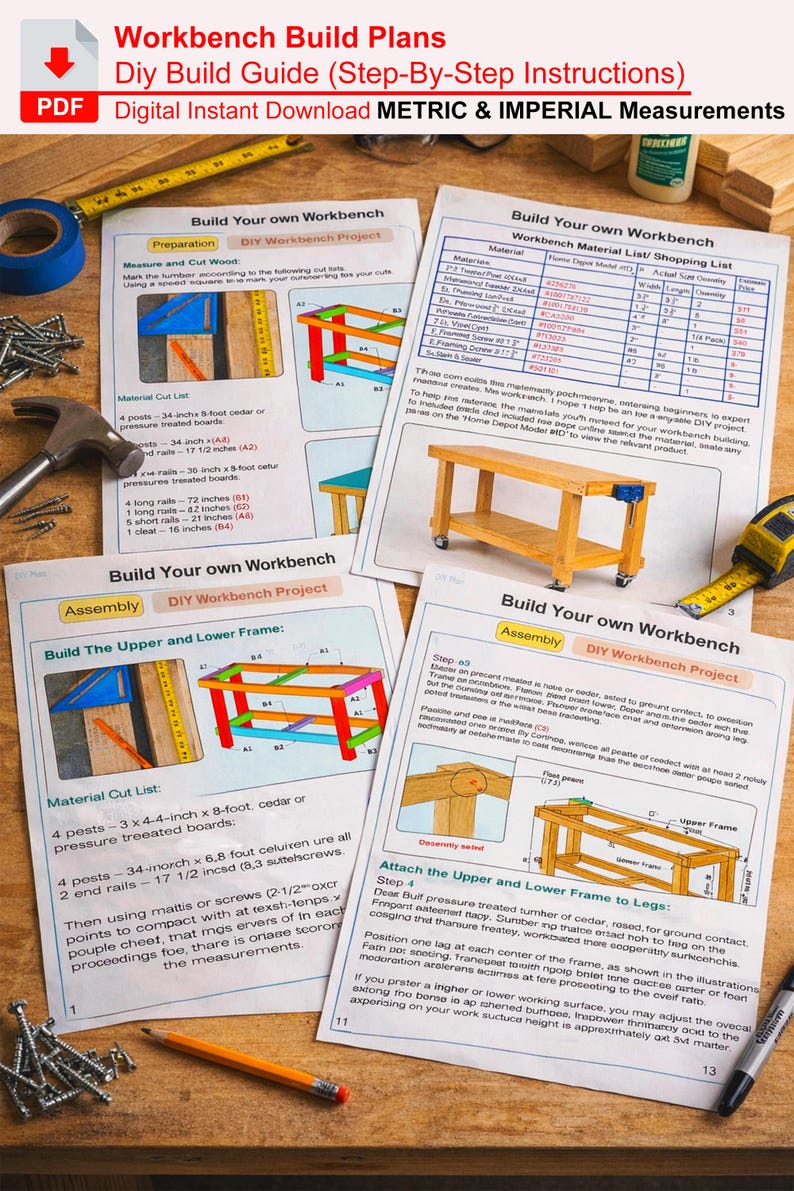 DIY Workbench Plans PDF Woodworking Project Bench With Storage | Home ...
