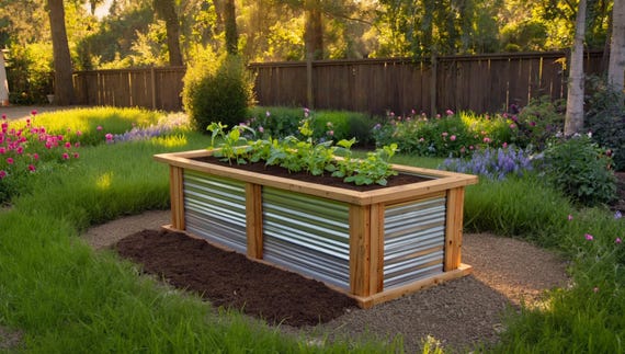 Raised Garden Bed Plans, Corrugated Steel Planter Box PDF, DIY Metal Garden Box Build Guide, Steel Garden bed, Elevated Cedar Potting Box