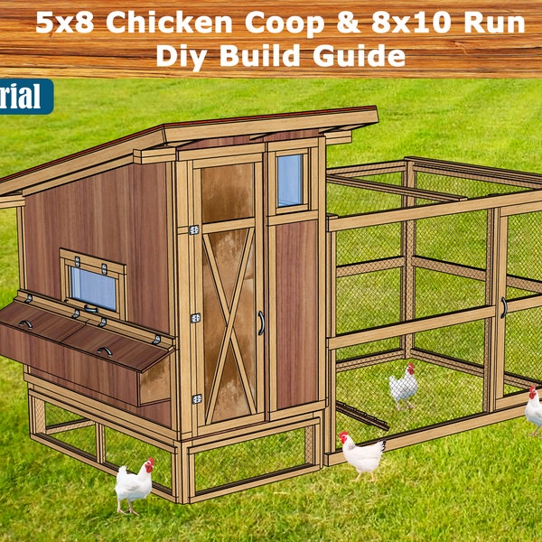 Easy Chicken Coop Run Plans Diy Build Guide, Step by Step Instructions, Simple Chicken Run Constructions, PDF Book Instant Download