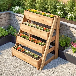 4-Tier-Blumenkasten DIY-Pläne: Gartenbett, Balkonblumenbank (PDF Download)