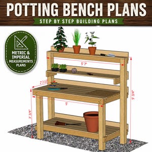 Plans de banc de rempotage bricolage : guide de construction de table de jardinière (téléchargement PDF) image 3