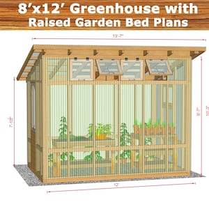 DIY Greenhouse Plans: 8x12 with Raised Garden Bed (PDF Download) image 3