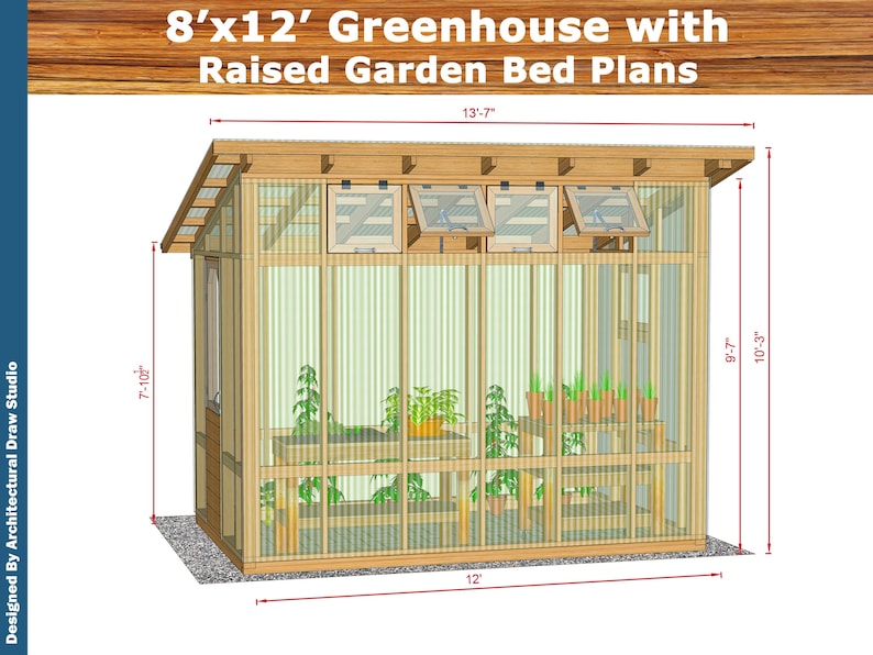 DIY Greenhouse Plans: 8x12 with Raised Garden Bed (PDF Download) image 3