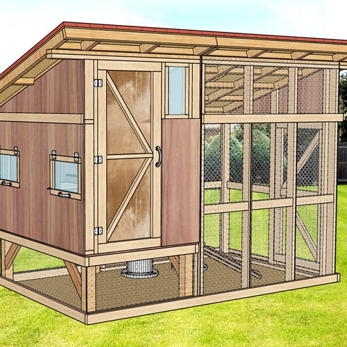 4x6 Chicken Coop & Run Plans Diy Build Guide Step by Step Etsy